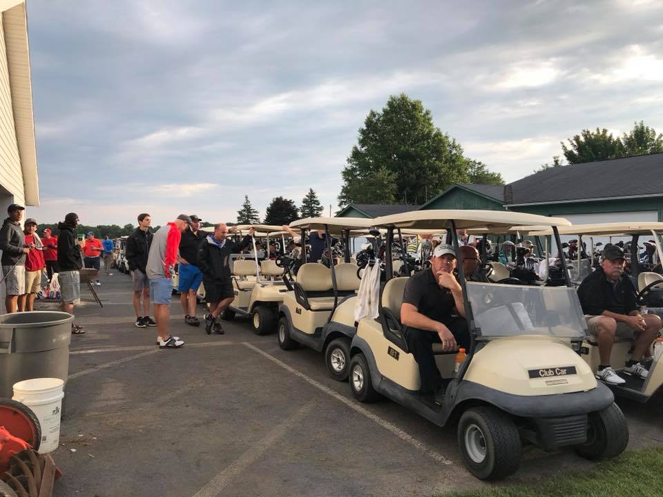 View of golf carts during event